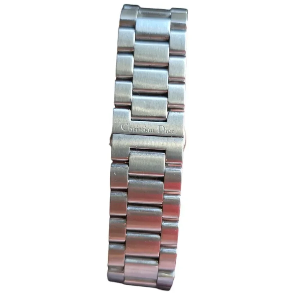 Christian Dior Riva Chronograph Watch Silver Rectangular Swiss Made Luxury